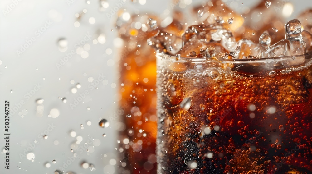 Closeup of Carbonated Soda Drink Being Poured with Clear Space Background Closeup of Carbonated Soda Drink Being Poured with Clear Space Background