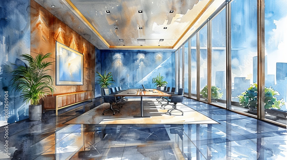 A modern conference room featuring large windows, elegant decor, and vibrant plants, ideal for business meetings and presentations. A modern conference room featuring large windows, elegant decor, and vibrant plants, ideal for business meetings and presentations.