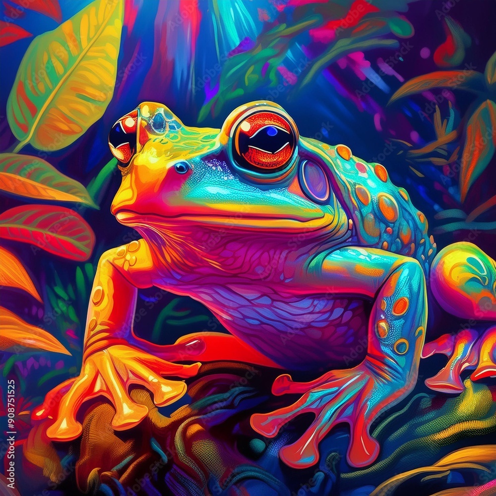 Psychadelic theme Frog. Spirit Animal guide illustration Psychadelic theme Frog. Spirit Animal guide illustration