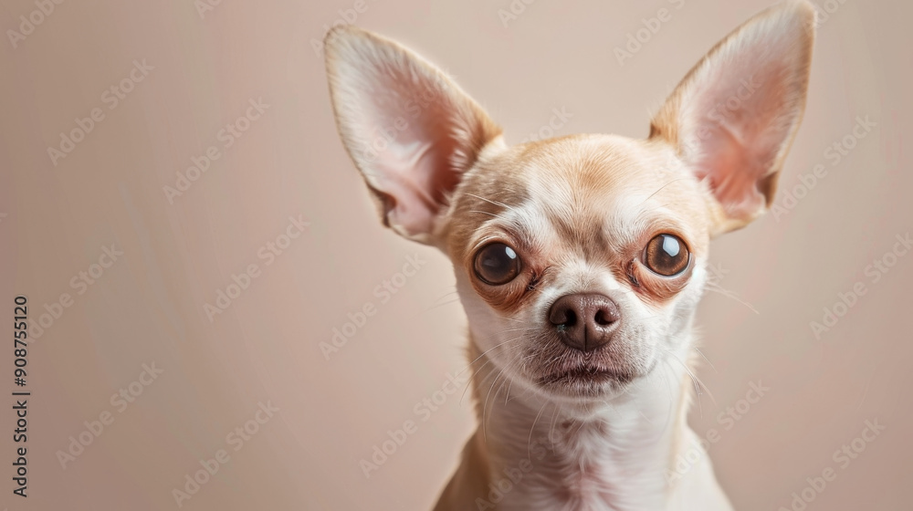 Chihuahuas . Close-up photo portrait on a beige background Chihuahuas . Close-up photo portrait on a beige background