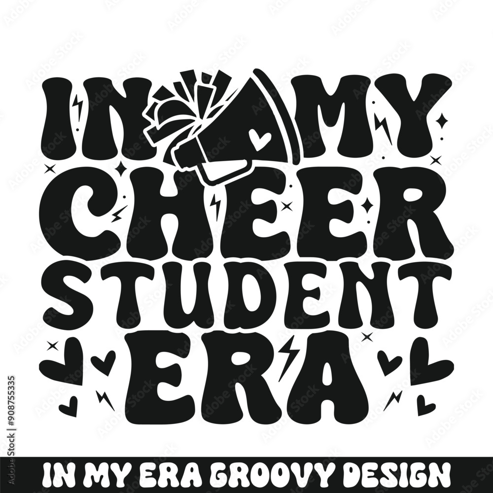 In my cheer student era groovy retro, cheer family groovy svg designs