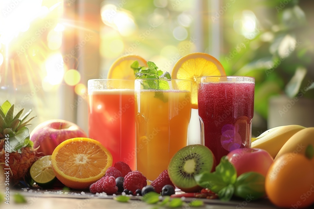 Freshly squeezed juice made from a variety of fruits and vegetables, a refreshing and nutritious beverage option. Freshly squeezed juice made from a variety of fruits and vegetables, a refreshing and nutritious beverage option.