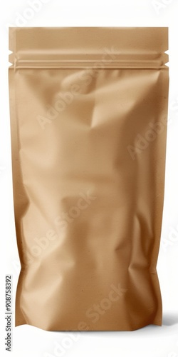 Paper Package. Brown Food Bag Packaging with Valve and Seal for Fresh Food