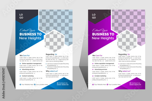 Business flyer design template vector, Leaflet presentation. A bundle of 2 templates of Red and Blue color a4 size flyer template