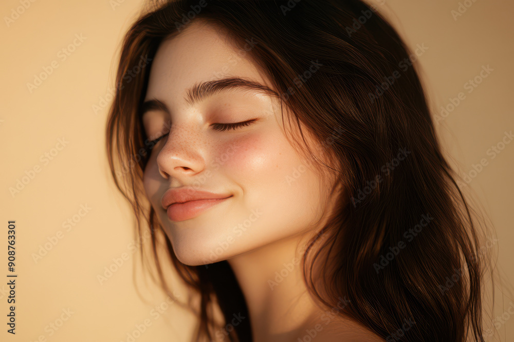 A close up of a girl's face with her eyes closed A close up of a girl's face with her eyes closed