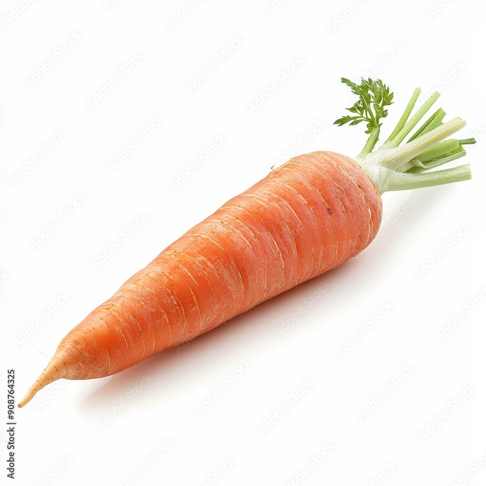 Fresh Orange Carrot Isolated on White Background With Green Tops Fresh Orange Carrot Isolated on White Background With Green Tops