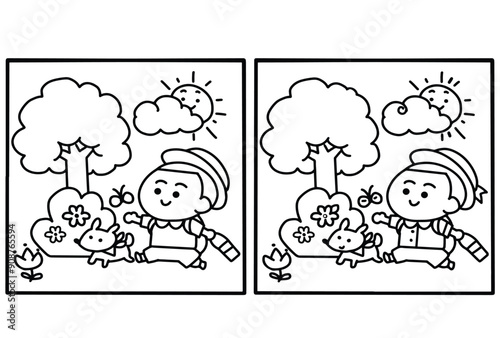  Spot the different line art.
