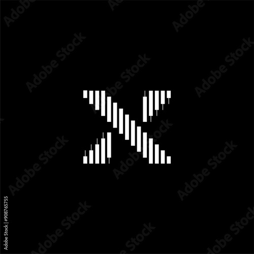 Letter X and Candle trading logo concept vector icon for forex or crypto broker