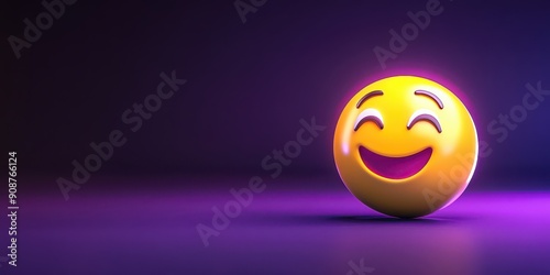 Shiny Emoji on Purple Background, smile photo