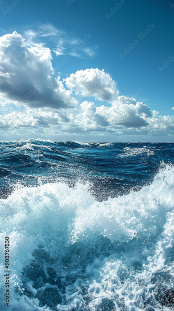 Fototapeta premium The ocean is blue and the sky is cloudy