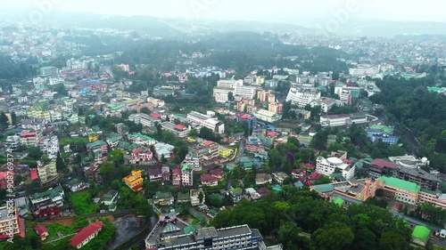 Aerial view of shillong city is a hill station in northeast India and capital of the state of Meghalaya in India.