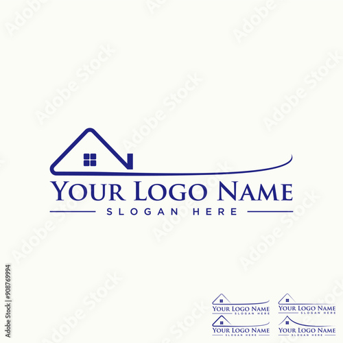 Logo design graphic concept creative premium vector stock unique roof house swoosh scratch art building exterior old Related to home property mortgage