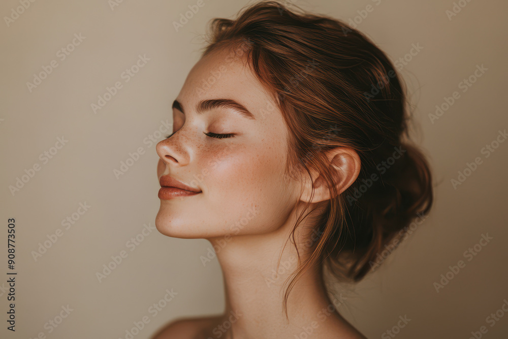 A close up of a girl's face with her eyes closed A close up of a girl's face with her eyes closed