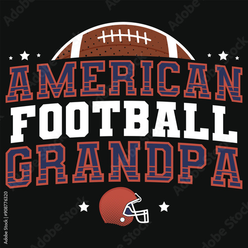 American football grandpa typography tshirt design