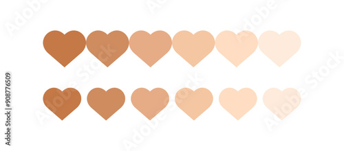 human skin tones palette, cosmetics skin tone heart shape, skins color chart