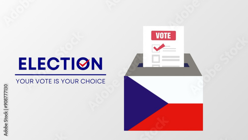 Czechia election 2024 concept, democracy, flag. Vector icon illustration
