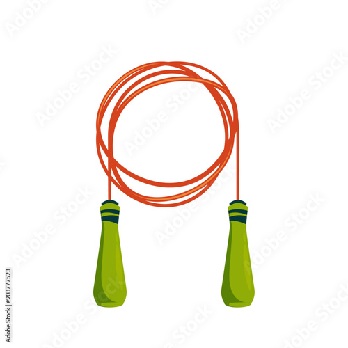 Fitness jump rope icon. Equipment for physical exercises in gym or home. Workout tool. Children game. Flat vector illustration isolated on white.