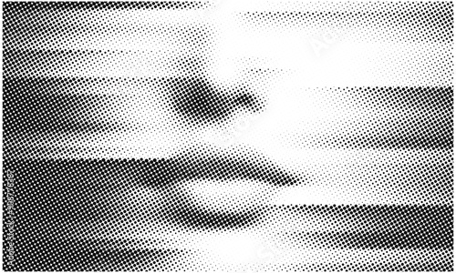 An illustration features a mysterious countenance against a backdrop of halftone stripes inviting curiosity and sparking imagination for vintage comics and graphic novels.