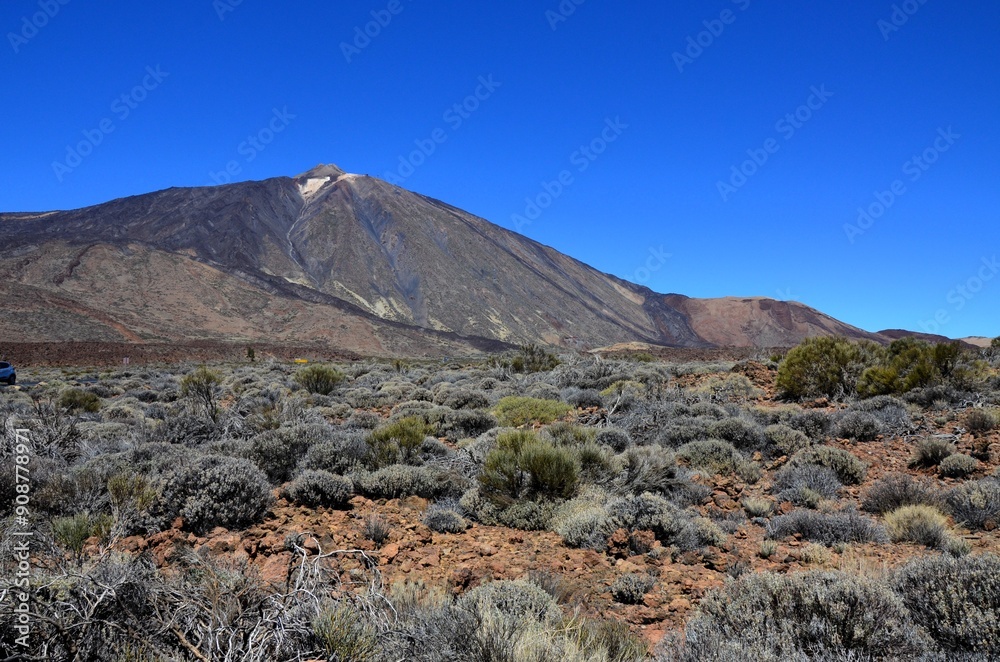 Scenic view of volcanic rock formations in desert during sunny day, Teide National Park, Tenerife Scenic view of volcanic rock formations in desert during sunny day, Teide National Park, Tenerife