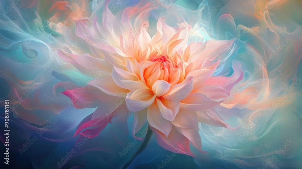 Abstract art of a pink flower in a dreamlike swirl. Abstract art of a pink flower in a dreamlike swirl.