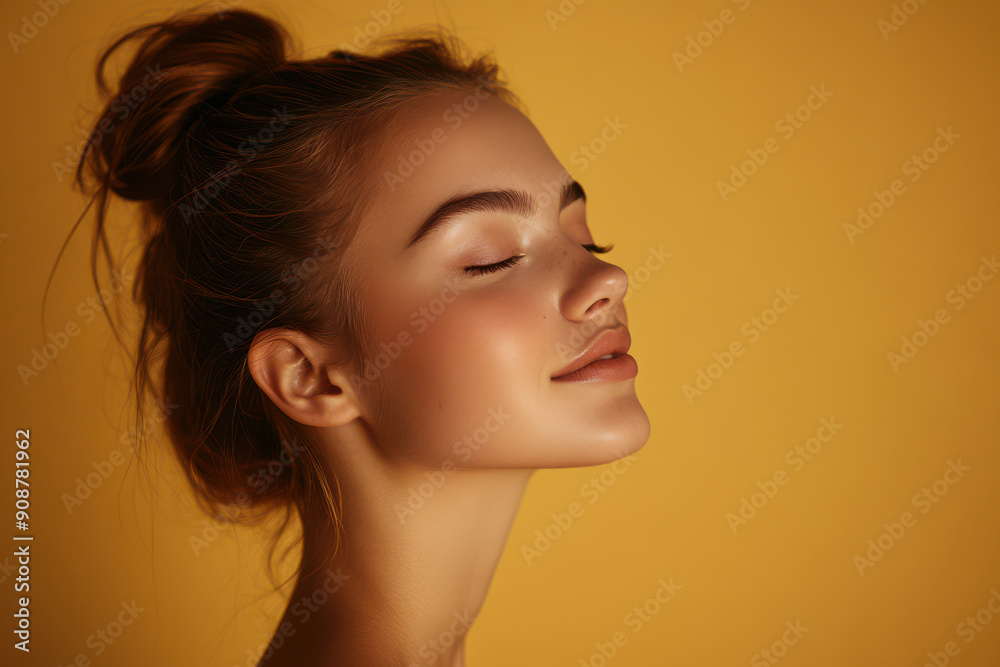 A close up of a girl's face with her eyes closed A close up of a girl's face with her eyes closed
