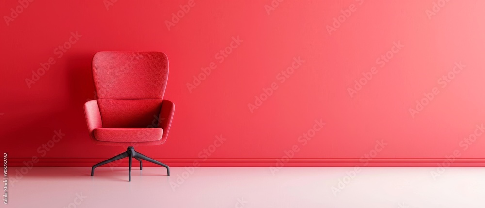 A vibrant red chair against a matching red wall, perfect for modern interior design and stylish aesthetics. A vibrant red chair against a matching red wall, perfect for modern interior design and stylish aesthetics.