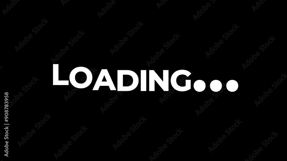 Animated Floating Loading Inscription, Black White Background, 2D Animation, Loading Screen