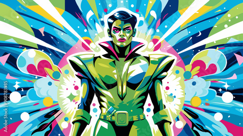 Vibrant Superheroine Illustration in Dynamic Pop Art Style
