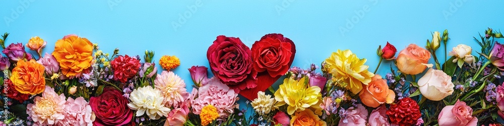 Fototapeta premium top view of heart-shaped flowers. Selective focus