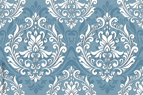 Damask vector seamless pattern. Vintage, paisley elements. Traditional, Turkish motifs. Great for fabric and textile, wallpaper, packaging or any desired idea.