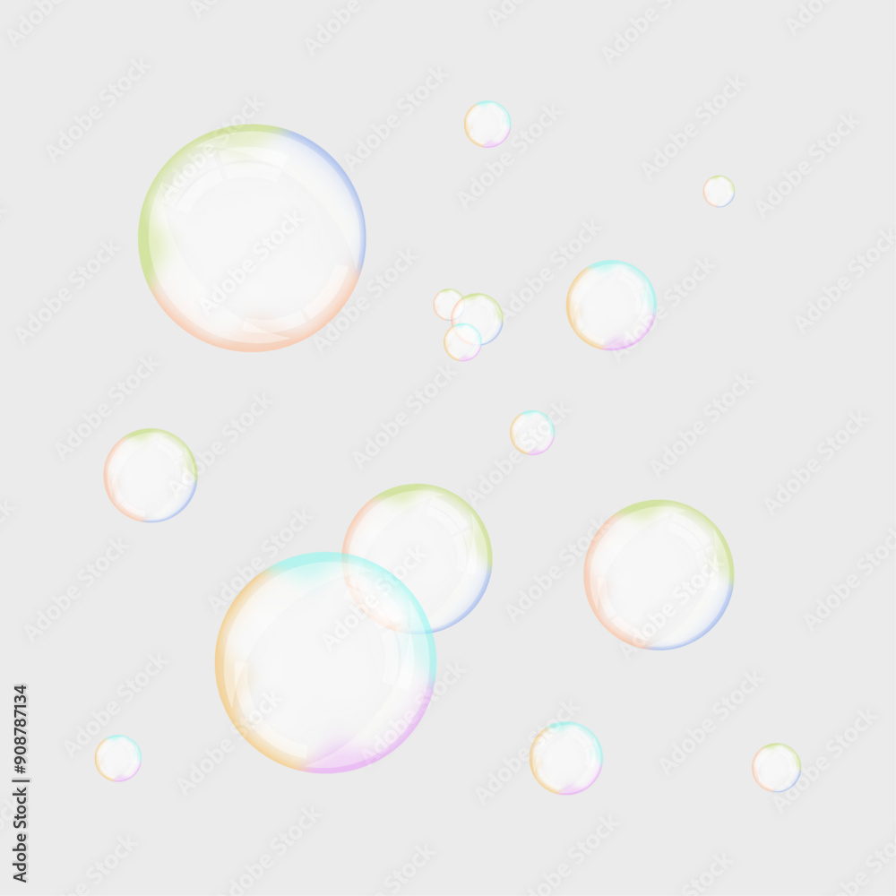 Soap bubbles on light gray background Soap bubbles on light gray background