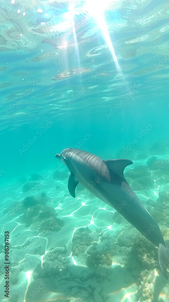 Fototapeta premium Dolphin swimming in sunshine