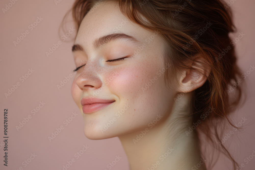 A close up of a girl's face with her eyes closed A close up of a girl's face with her eyes closed