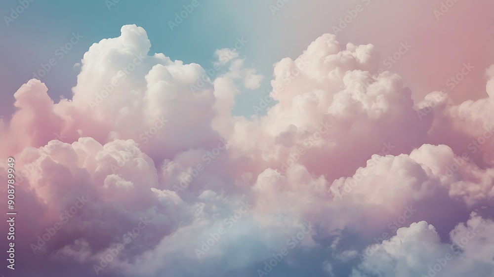 Fluffy clouds and smoke abstract background, cloudy sky view in blue and pink colors Fluffy clouds and smoke abstract background, cloudy sky view in blue and pink colors