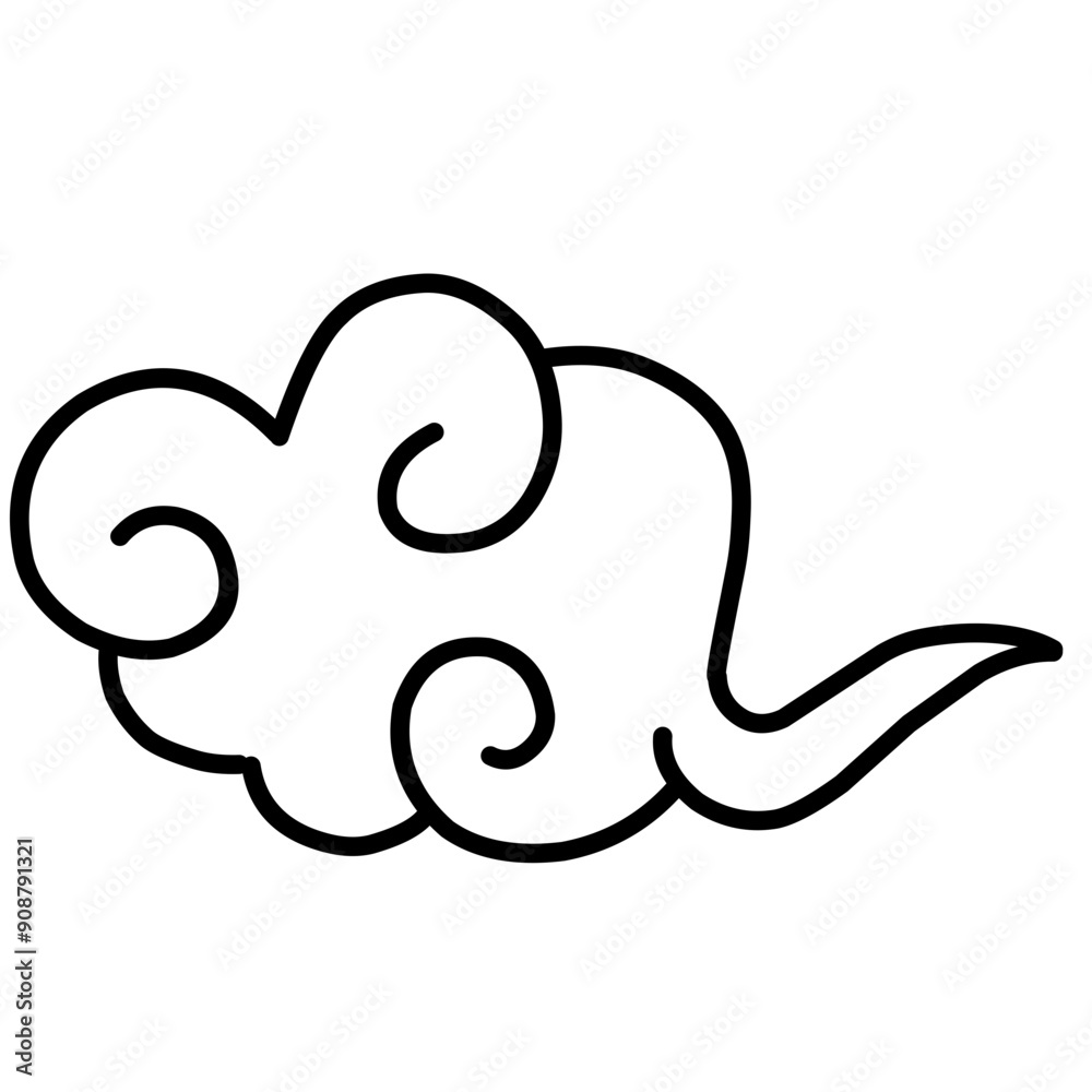 Fototapeta premium oriental style cloud doodle element vector illustration