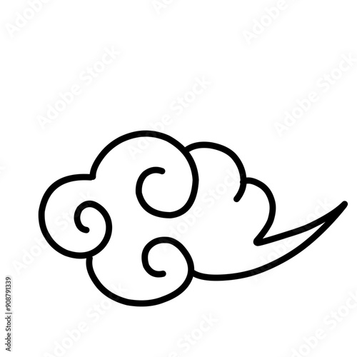 oriental style cloud doodle element vector illustration