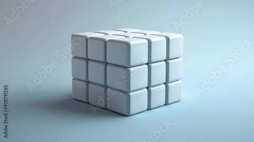 A white cube with black dots on it