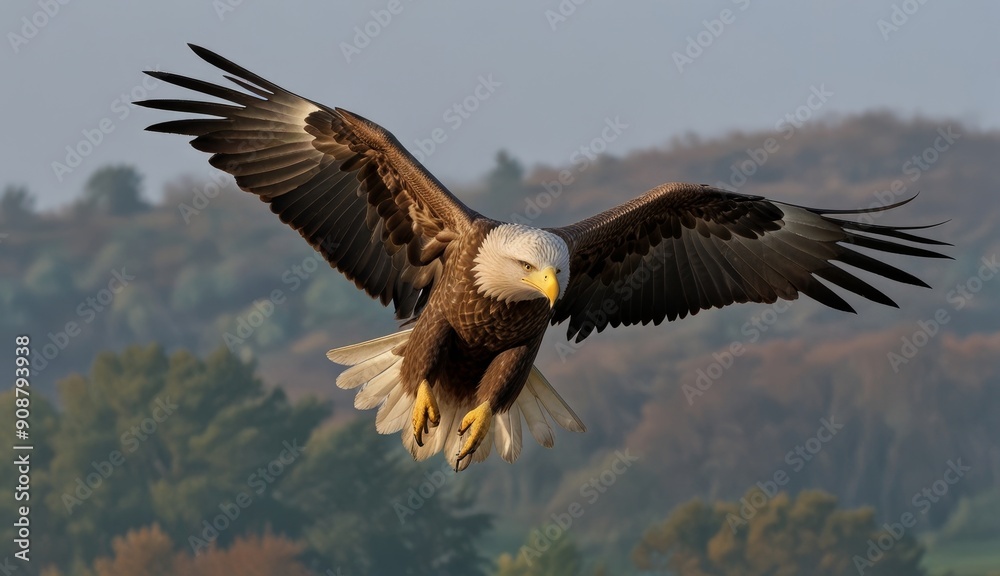 Fototapeta premium Majestic Bald Eagle in Flight