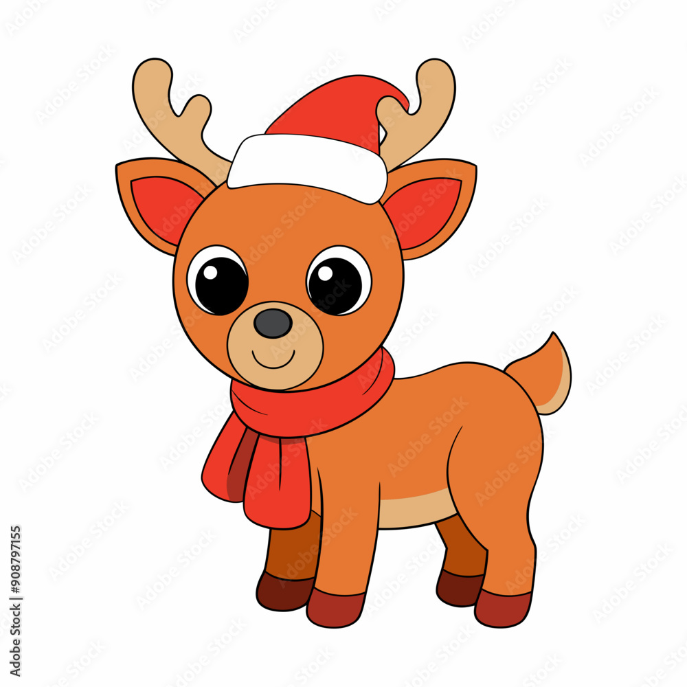 Funny Christmas Baby Reindeer art vector illustration Funny Christmas Baby Reindeer art vector illustration