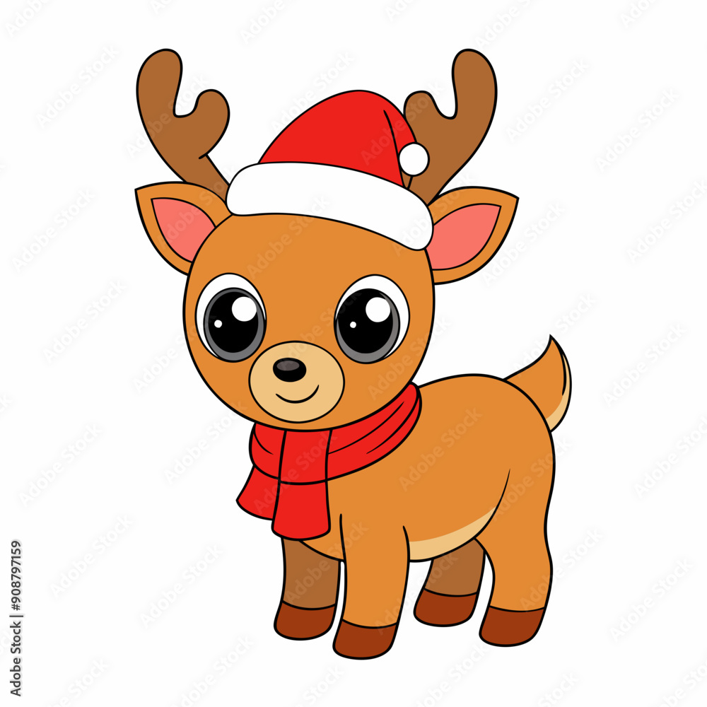 Funny Christmas Baby Reindeer art vector illustration Funny Christmas Baby Reindeer art vector illustration