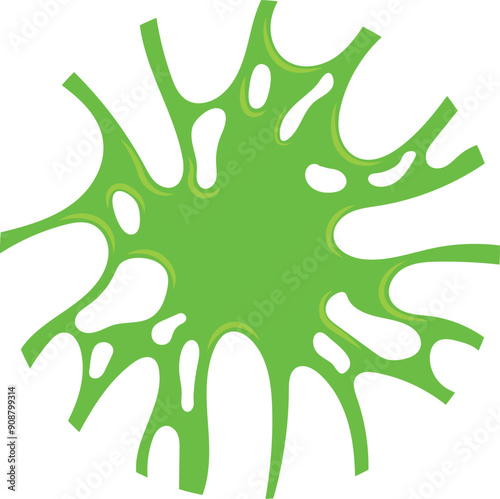 Green slime splash. Cartoon liquid paint stain