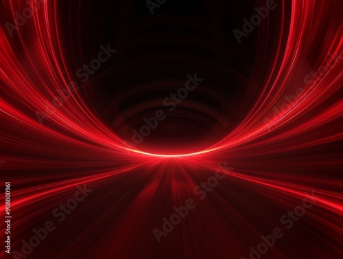 Red light waves take the shape of an electric tunnel, glowing lines appear on a black background with a light speed effect and speed motion