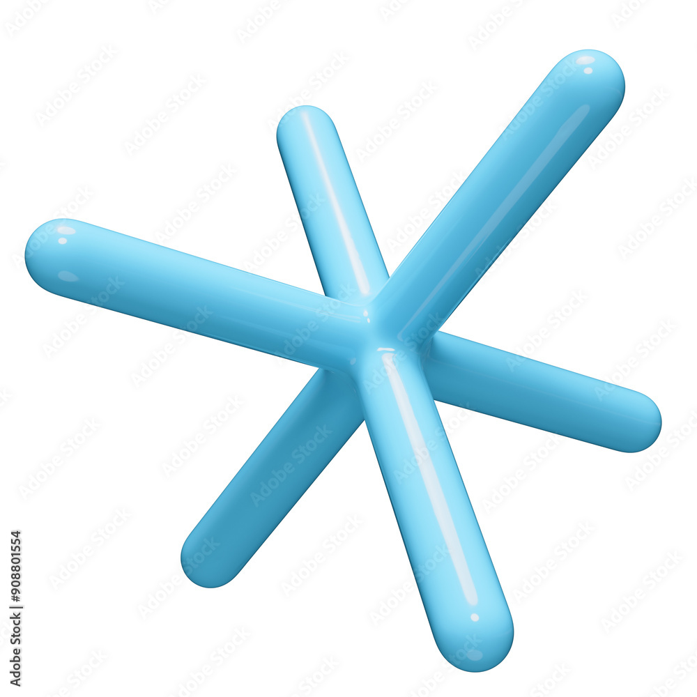 Abstract geometric shape made of blue plastic with a glossy surface on a transparent background. A figure made of thin crossed sticks. Abstract geometric shape made of blue plastic with a glossy surface on a transparent background. A figure made of thin crossed sticks.