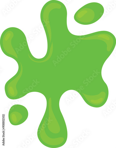 Green goo drops. Cartoon slime dripping stain