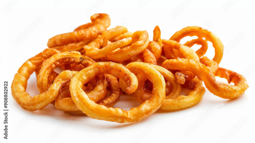 tasty curly Fries on a White Background. Perfect Snack Time Treat tasty curly Fries on a White Background. Perfect Snack Time Treat