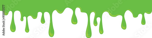 Slime border. Green liquid paint artistic drops