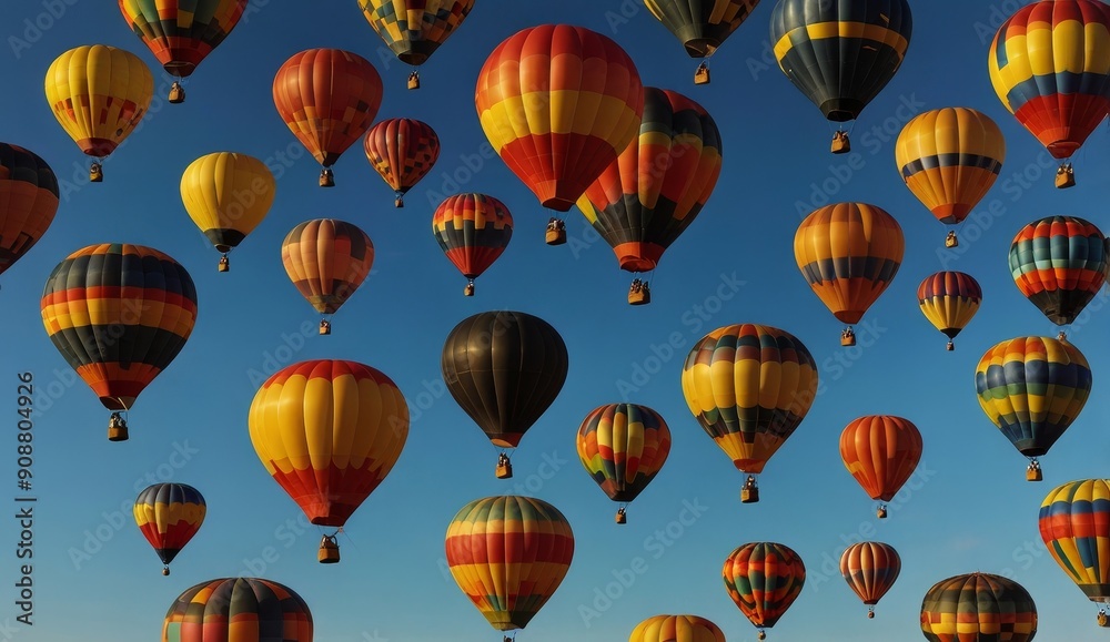 Obraz premium Vibrant Hot Air Balloons in Blue Sky