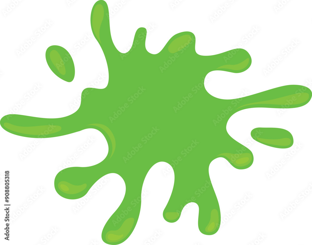 Slime splash. Cartoon goo stain. Green paint