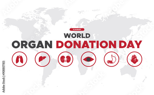 world organ donation day, 13 August organ donation day, world organ donation day stock illustration and editable template. eps file. 
