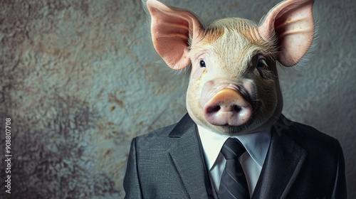 Portrait of a Pig dressed in a formal business suit